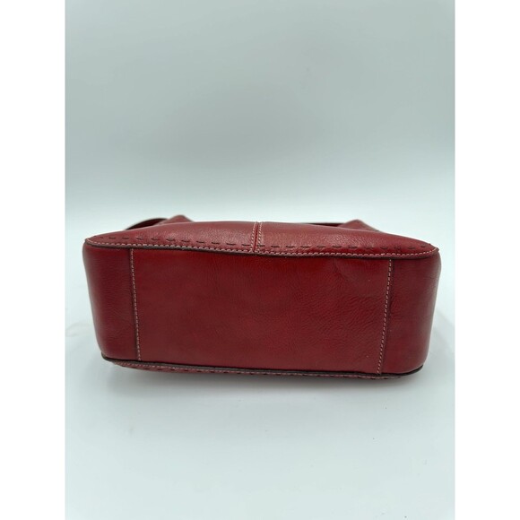 Vintage Fossil Red Genuine Leather Bucket Shoulder Purse Bag - Picture 4 of 10